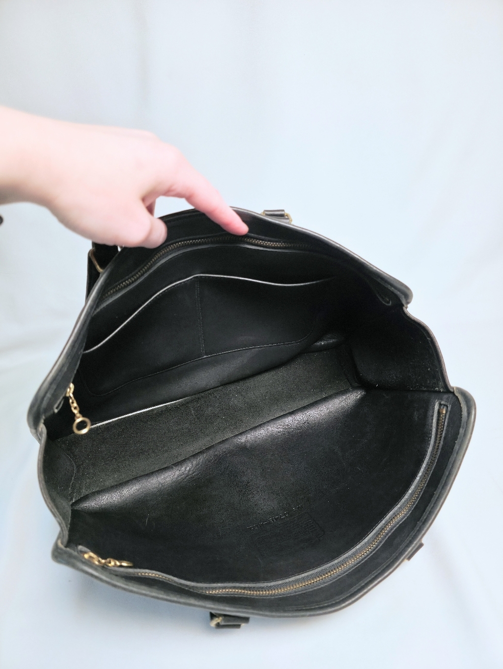 PROJECT Vintage Coach Marketing Tote Black Leather Laptop Briefcase Large Purse - Picture 11 of 16